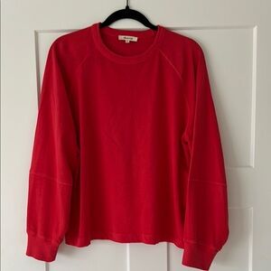 Relaxed Red Long-Sleeve Raglan Tee